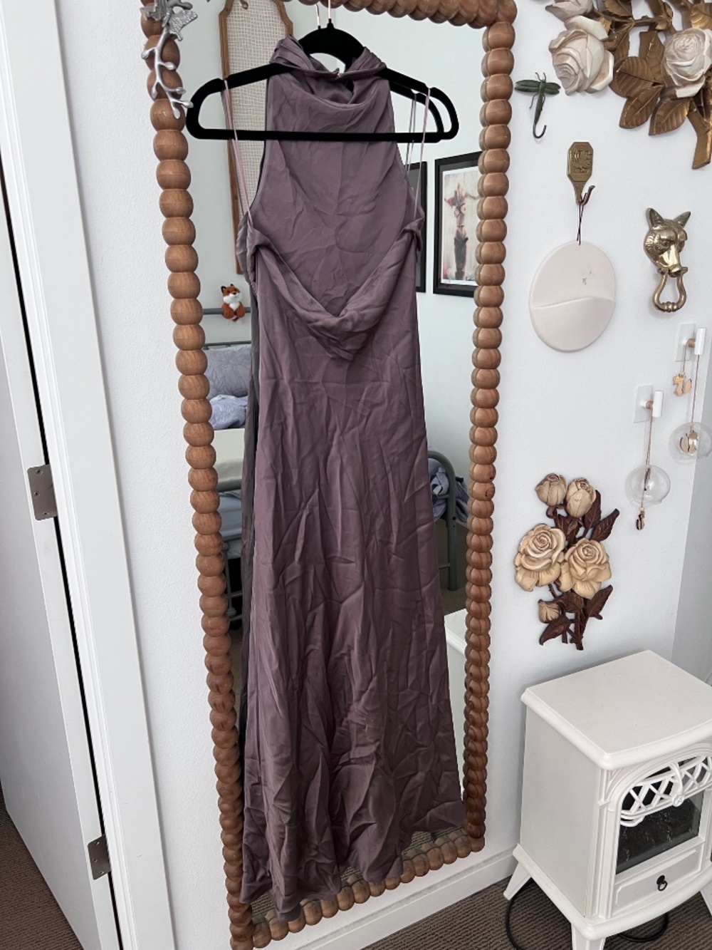 NWT ANINE BING Eliana Silk Charmeuse Halter Midi Dress Brown Size Small - Picture 5 of 8